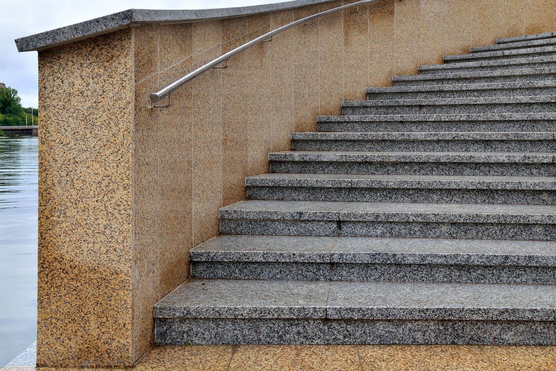 Marble stairs with steel railing